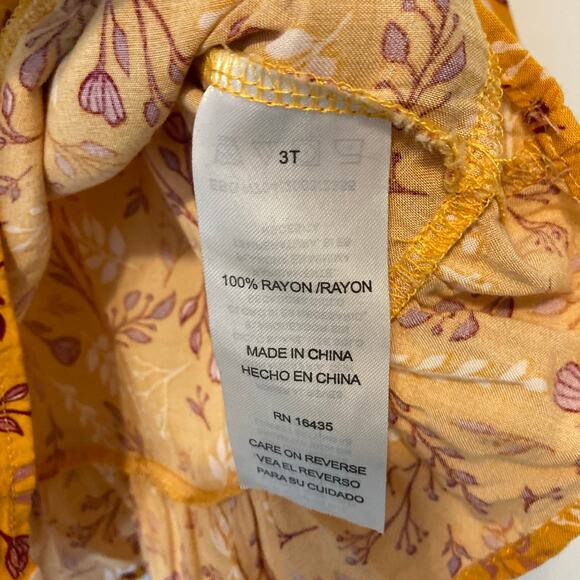 ❤️5/$25 SALE Tahari Girl’s Yellow Orange Floral Long Sleeve Flowy Blouse Top - Picture 7 of 9